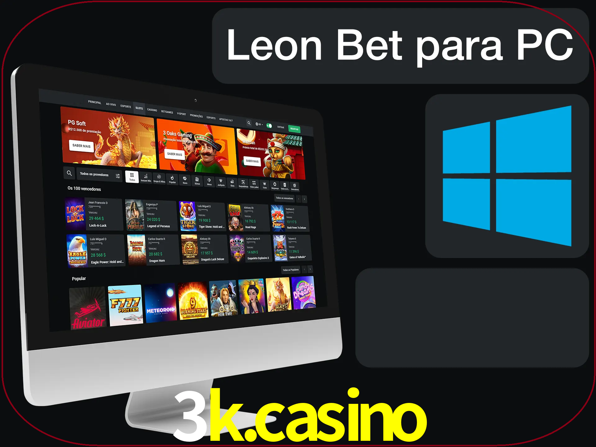 Aposte e jogue em nosso cassino usando o PC.